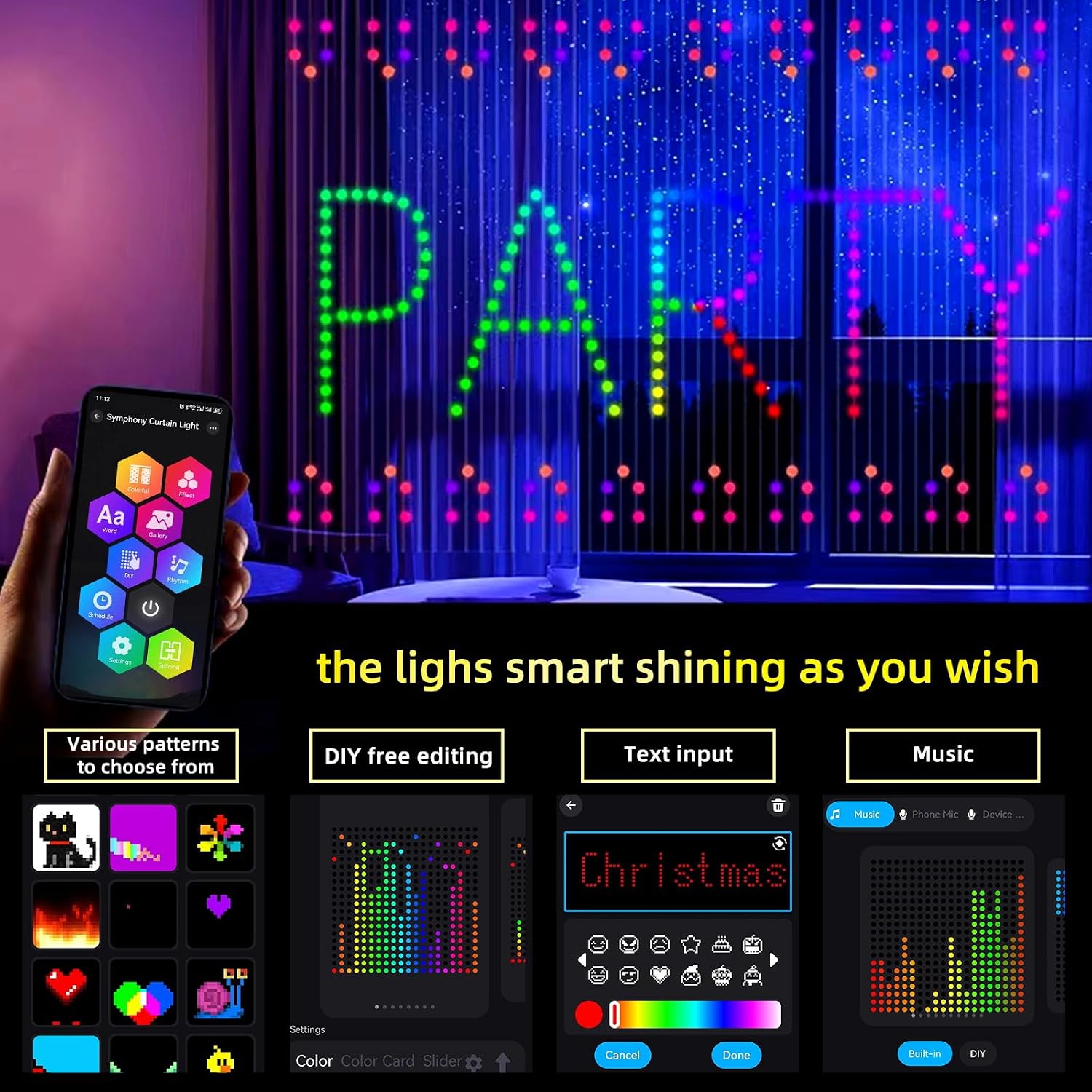 Smart Led Garden - Smart LED Curtain Lights DIY Point