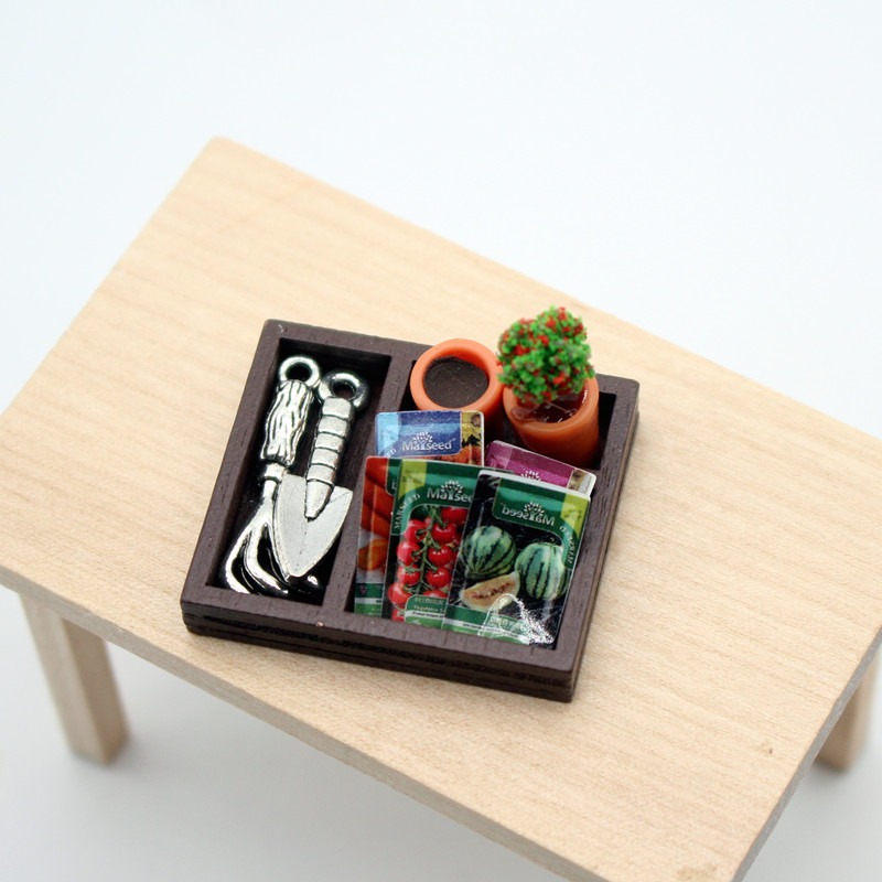 Smart Garden Storage - Dollhouse Gardening Wooden Box Shovel Potted